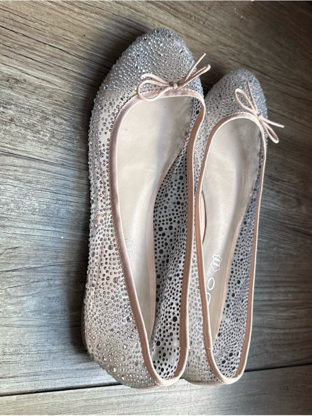 Aldo Genuine Leather Balletcore sparkly embellished mesh flats with bow- 8.5